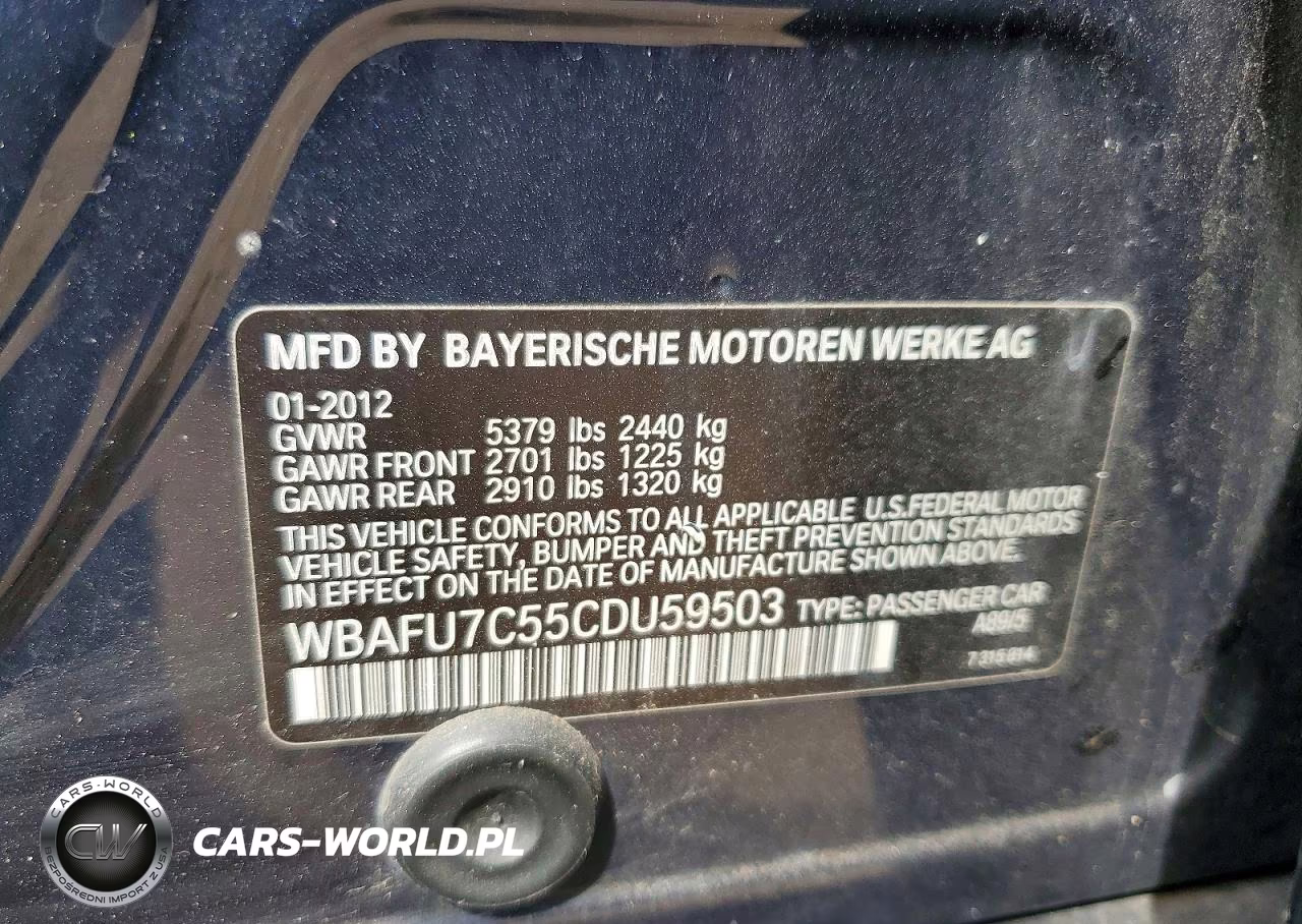2012 BMW 535 Xi VIN:WBAFU7C55CDU59503 - 12