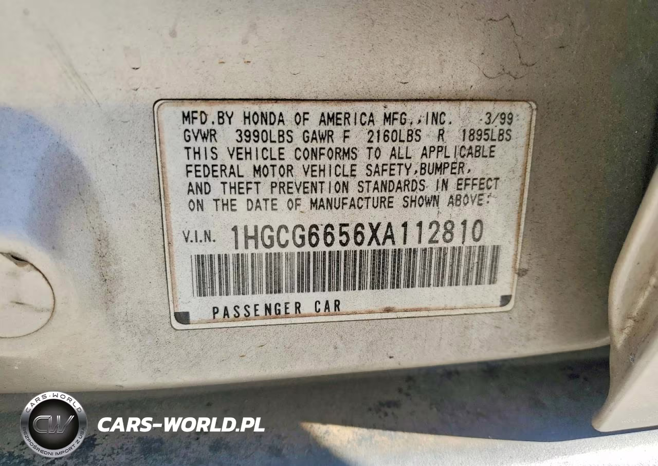 1999 Honda Accord Lx VIN:1HGCG6656XA112810 - 12