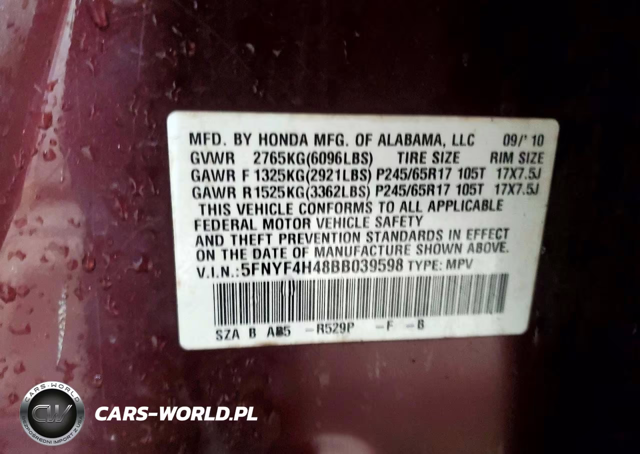 2011 Honda Pilot Ex VIN:5FNYF4H48BB039598 - 12
