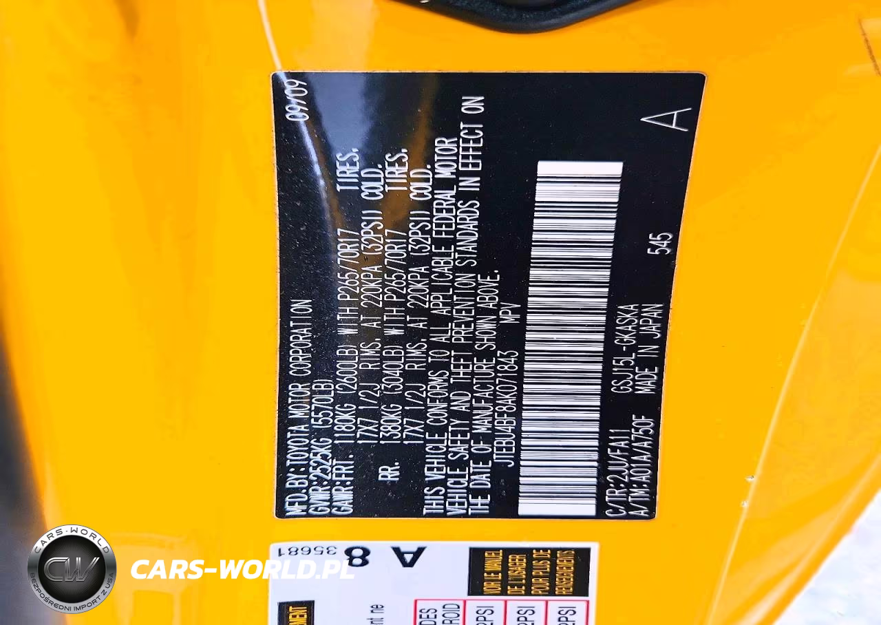 2010 Toyota Fj Cruiser Base VIN:JTEBU4BF8AK071843 - 12