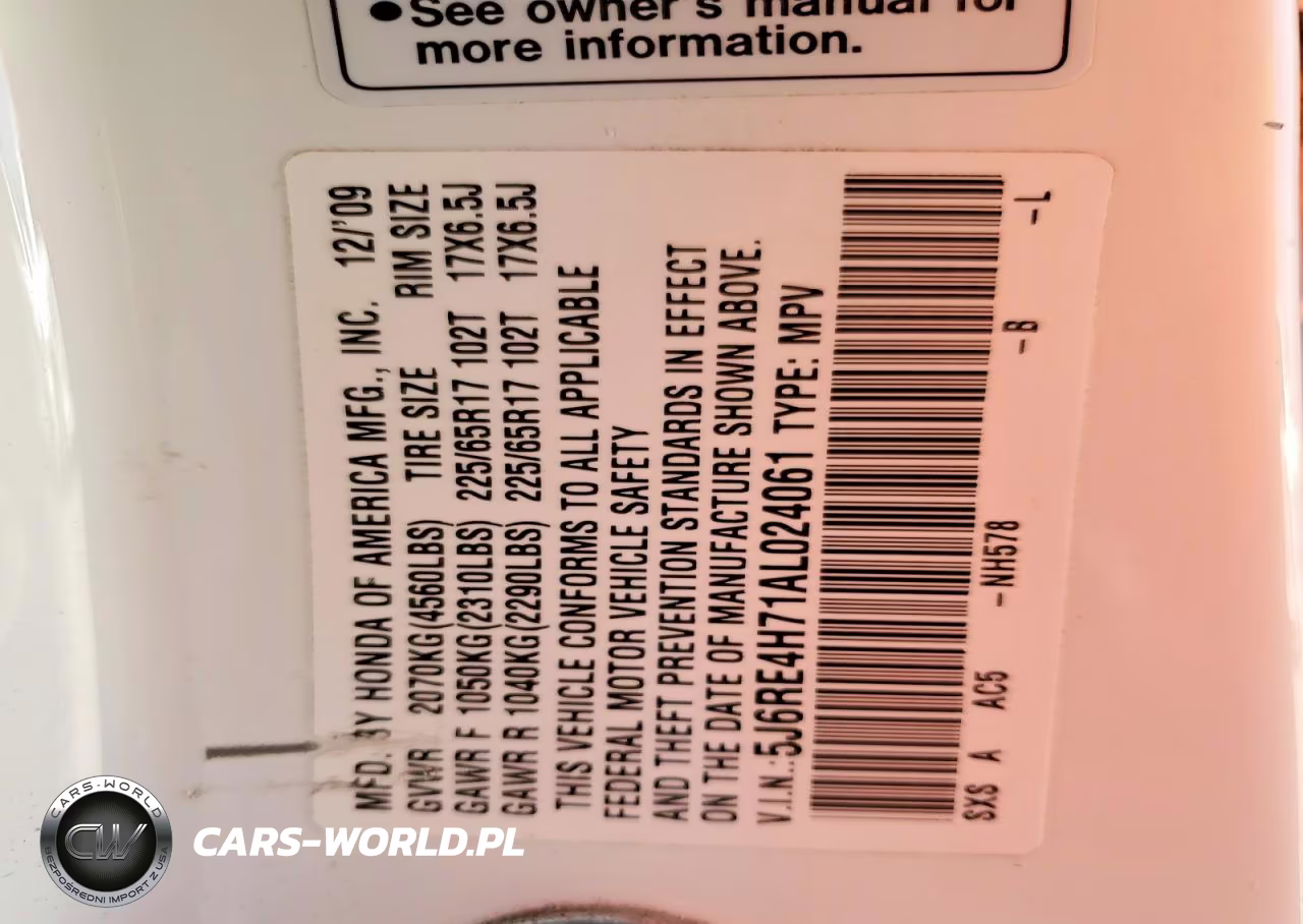 2010 Honda Cr-V Exl VIN:5J6RE4H71AL024061 - 12