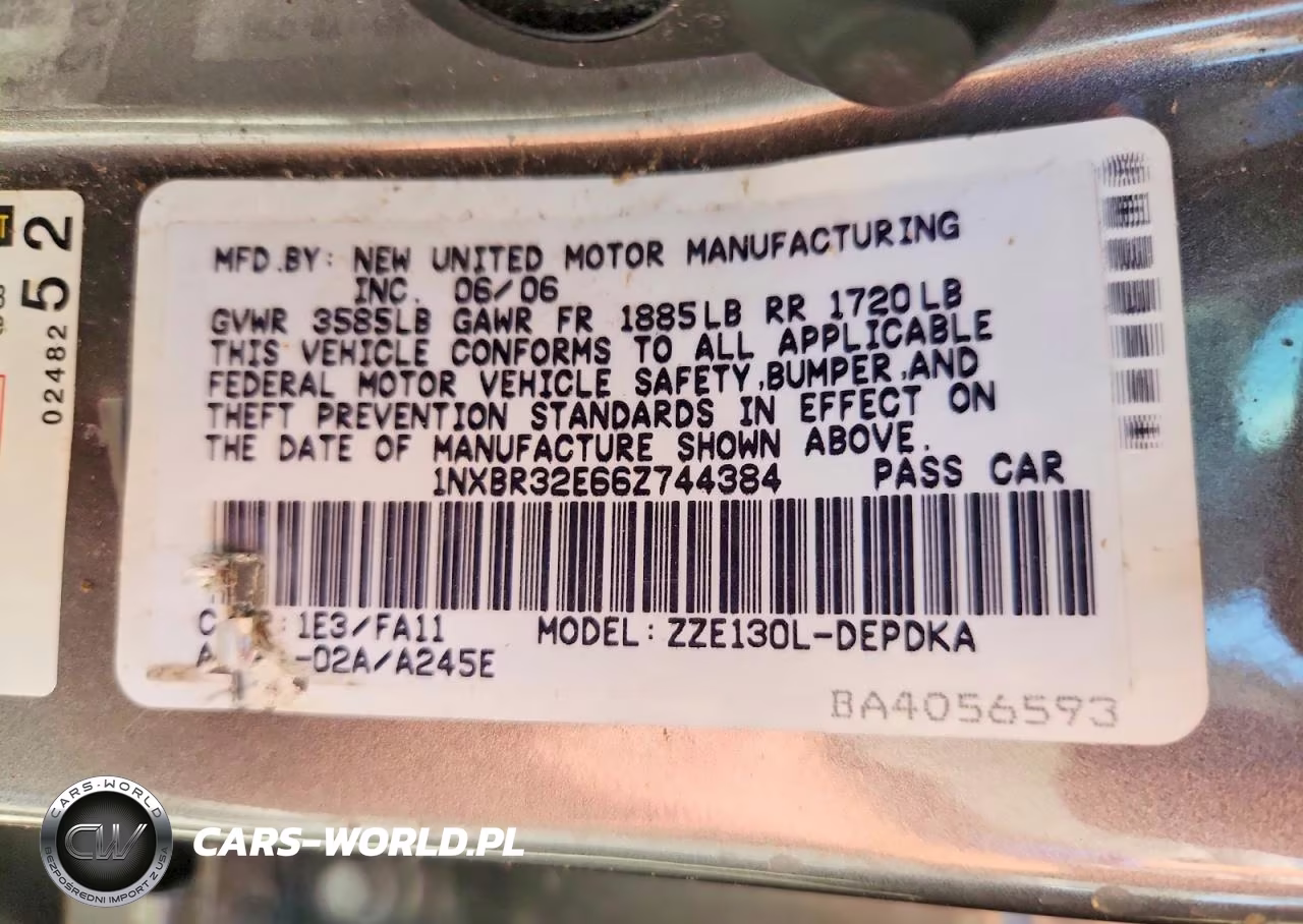 2006 Toyota Corolla Ce VIN:1NXBR32E66Z744384 - 12