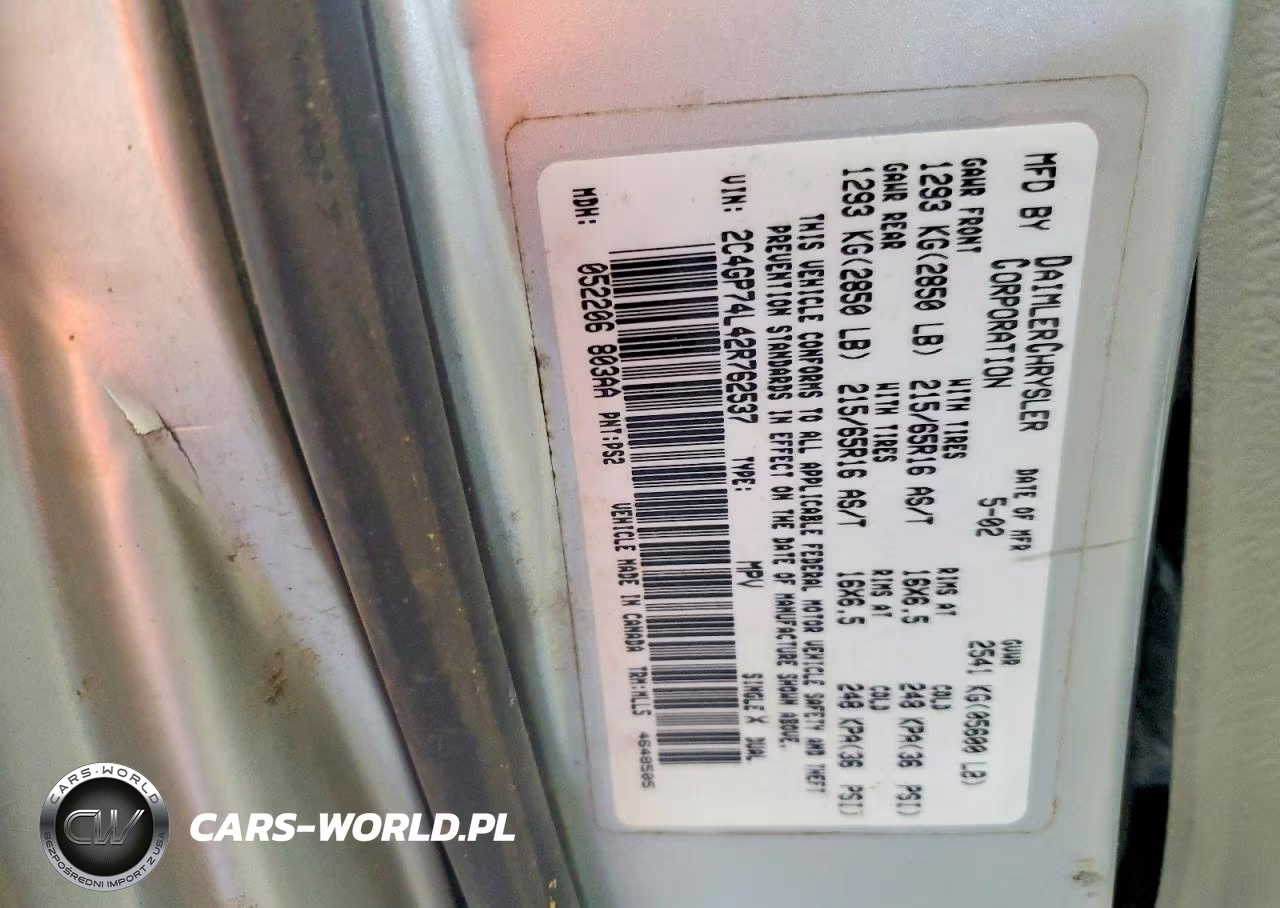 2002 Chrysler Town & Country Ex VIN:2C4GP74L42R762537 - 13