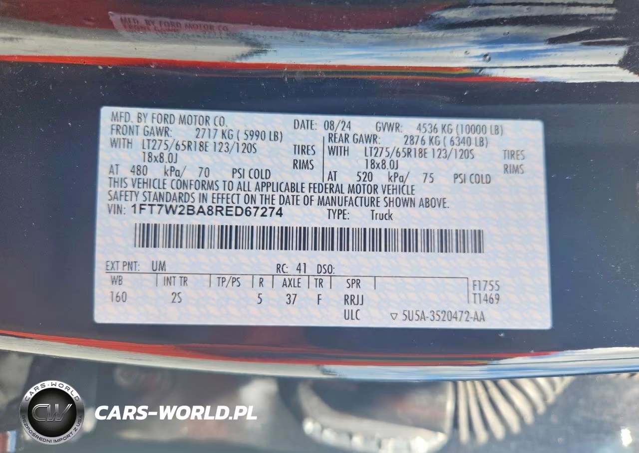 2024 Ford F250 Super Duty VIN:1FT7W2BA8RED67274 - 12