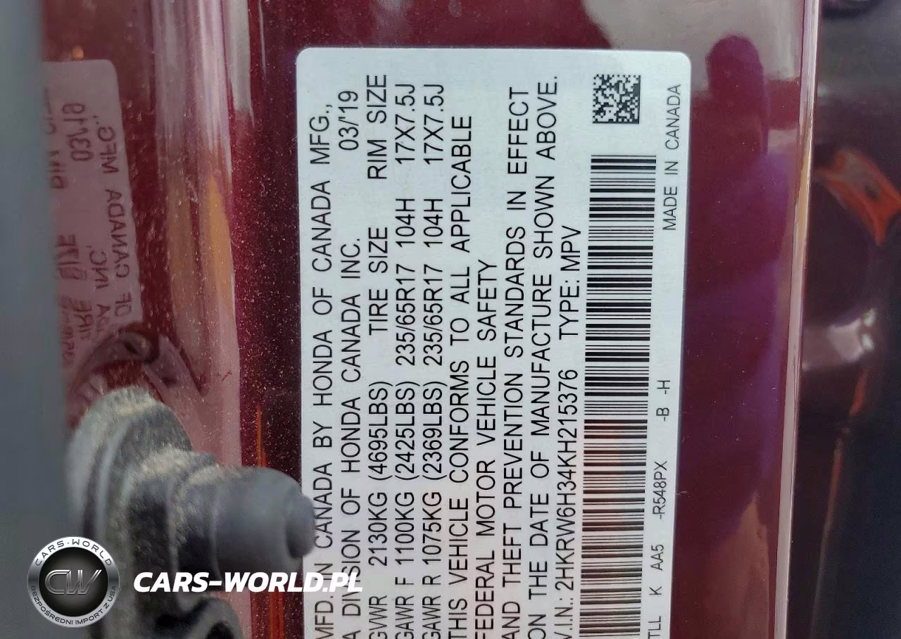 2019 Honda Cr-V Lx VIN:2HKRW6H34KH215376 - 13