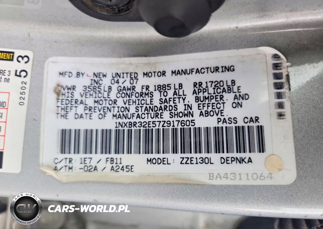 2007 Toyota Corolla Le VIN:1NXBR32E57Z917605 - 12
