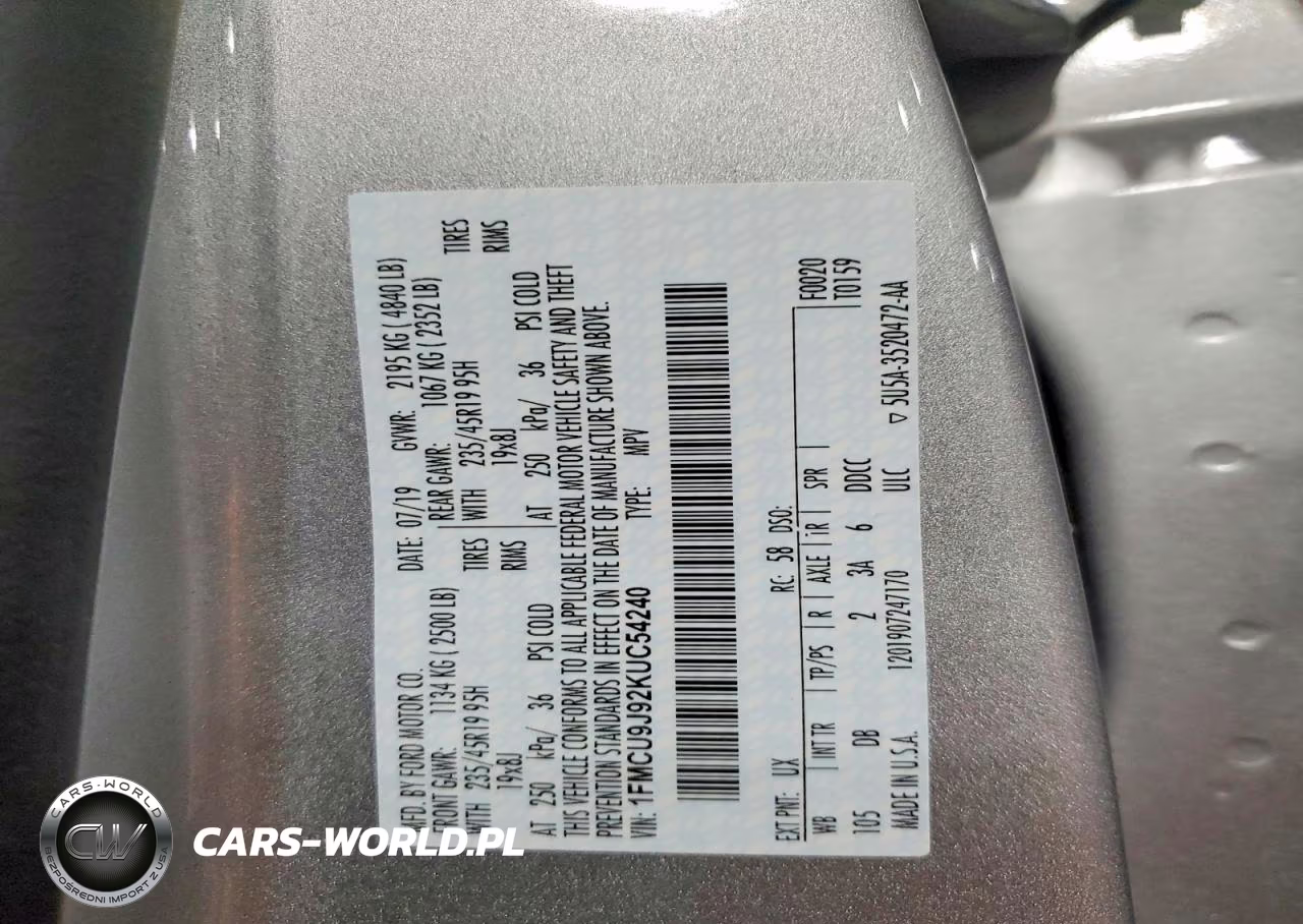 2019 Ford Escape Titanium VIN:1FMCU9J92KUC54240 - 13