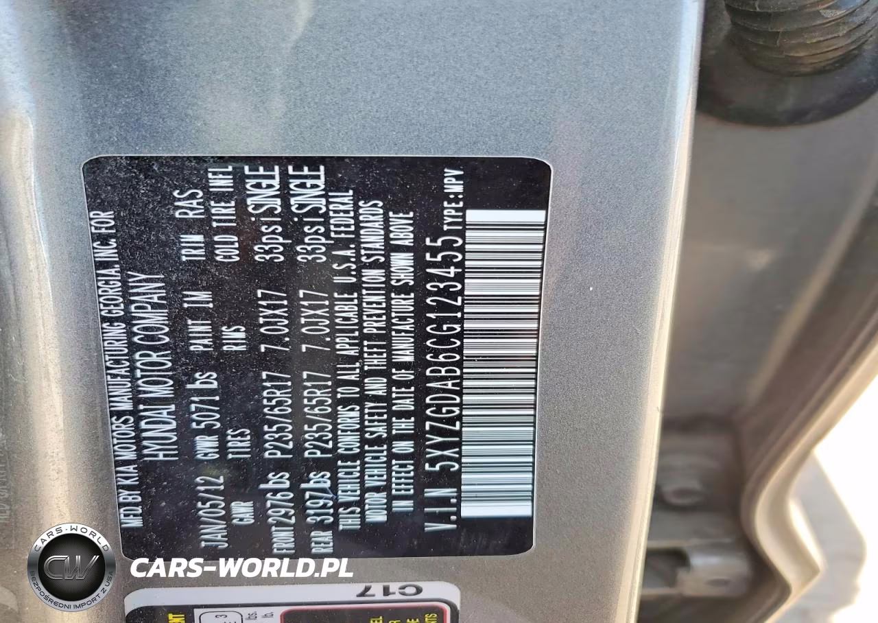2012 Hyundai Santa Fe VIN:5XYZGDAB6CG123455 - 12