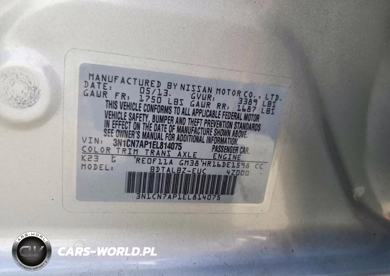 2014 Nissan Versa 1.6 S VIN:3N1CN7AP1EL814075 - 12