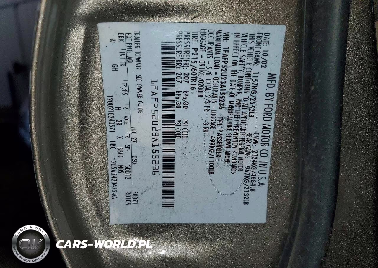 2003 Ford Taurus Lx VIN:1FAFP52U23A155236 - 12