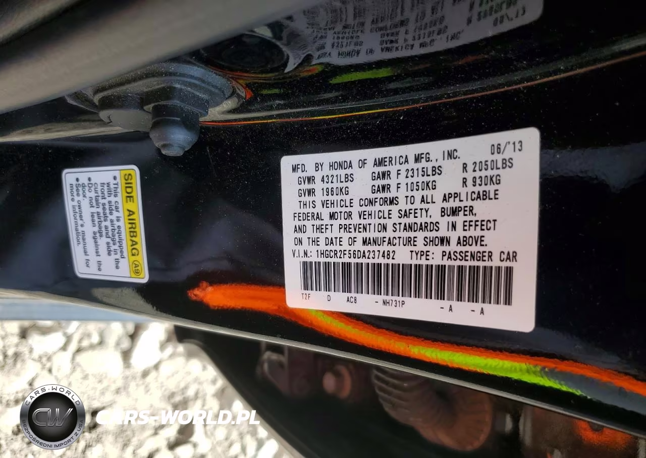 2013 Honda Accord Sport VIN:1HGCR2F56DA237482 - 12