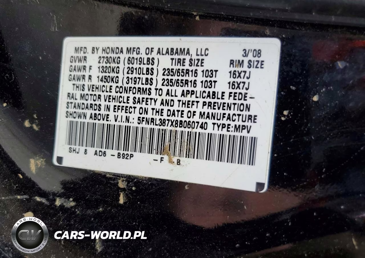2008 Honda Odyssey Ex-L With Res VIN:5FNRL387X8B060740 - 13