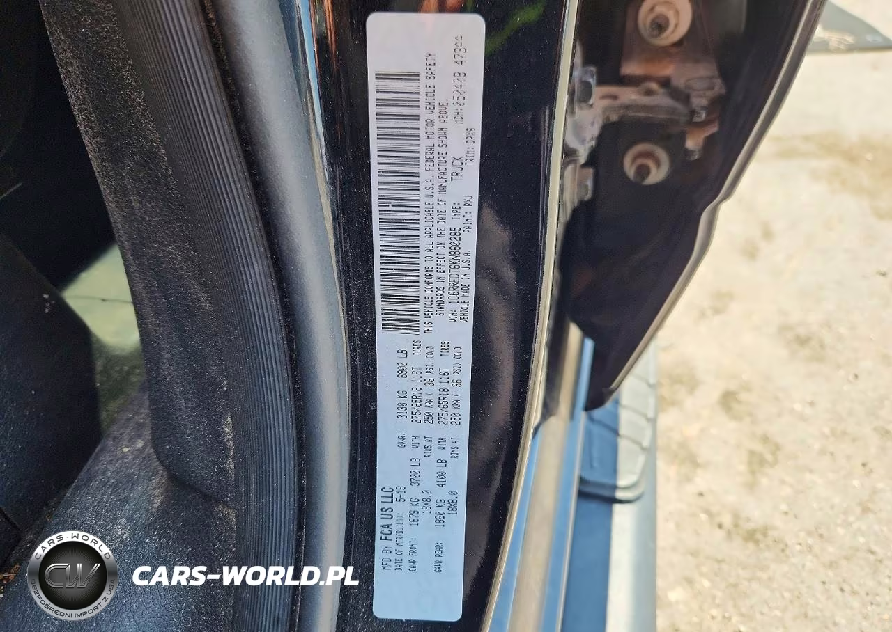 2019 Ram 1500 Laramie VIN:1C6RREDT6KN860285 - 12