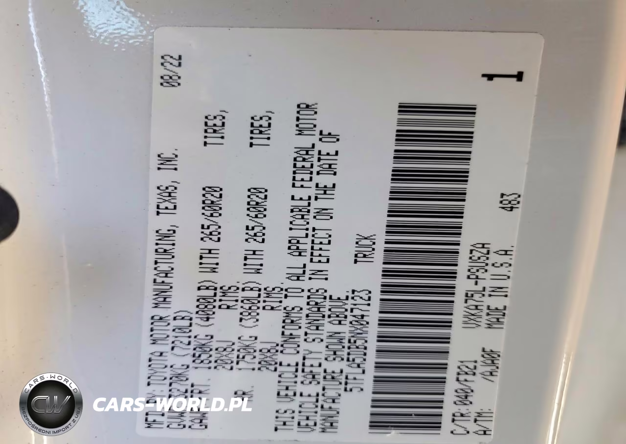 2022 Toyota Tundra Sr5 VIN:5TFLA5DB5NX047123 - 12