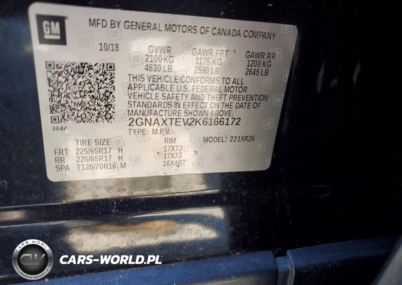 2019 Chevrolet Equinox Lt VIN:2GNAXTEV2K6166172 - 13