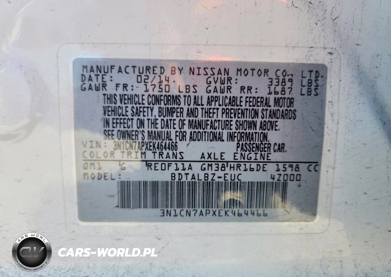 2014 Nissan Versa 1.6 Sv VIN:3N1CN7APXEK464466 - 12
