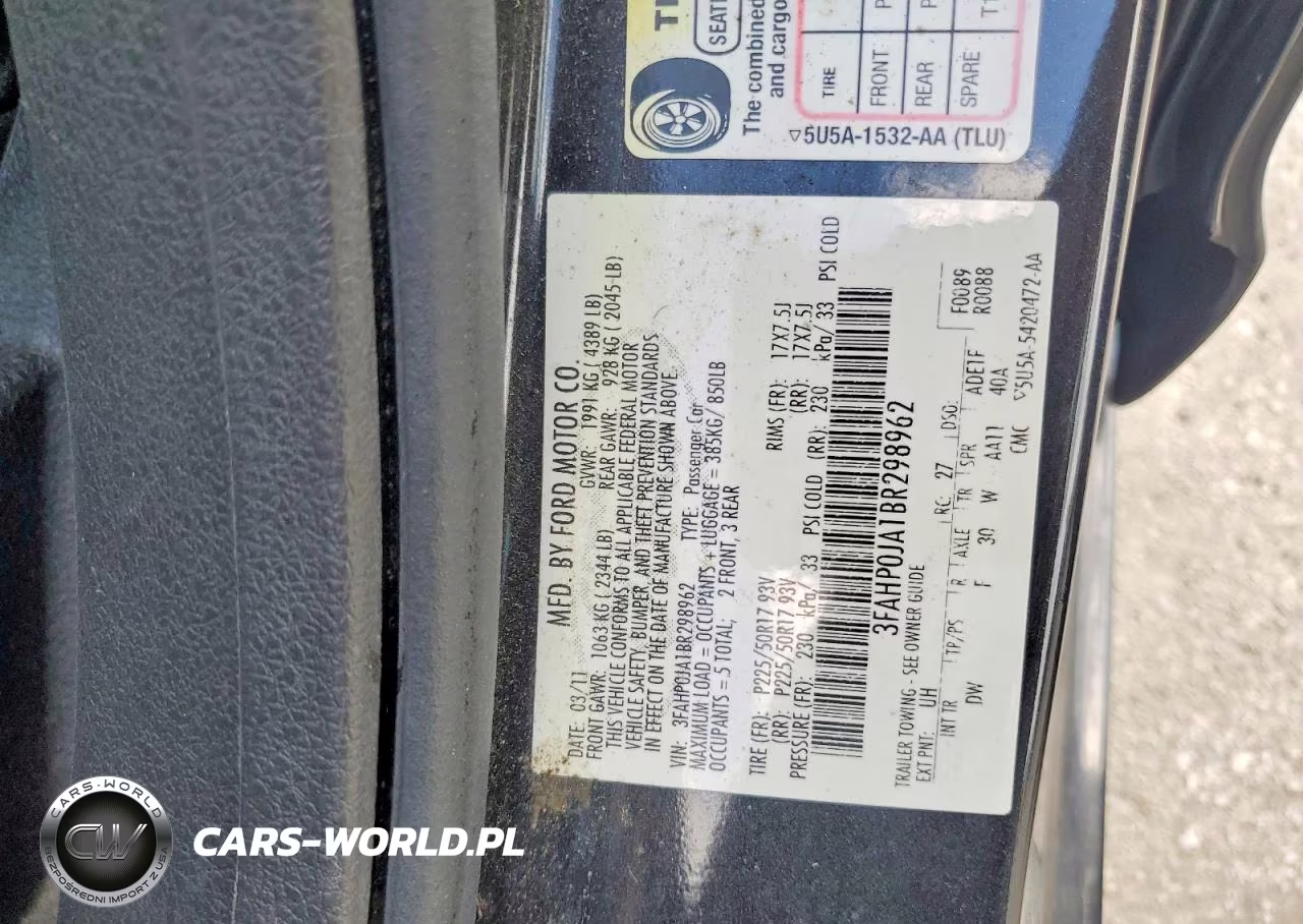 2011 Ford Fusion Sel VIN:3FAHP0JA1BR298962 - 12