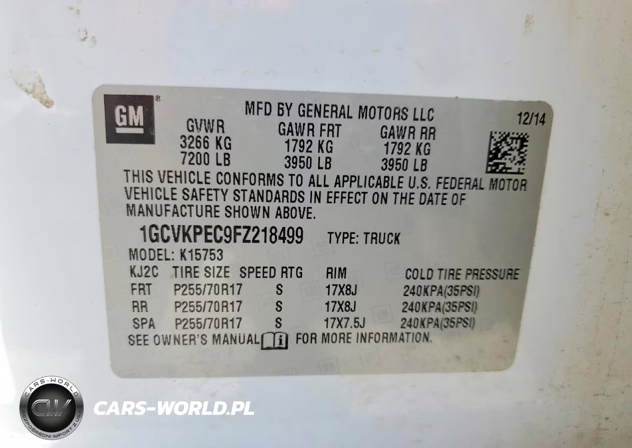 2015 Chevrolet Silverado K1500 VIN:1GCVKPEC9FZ218499 - 12