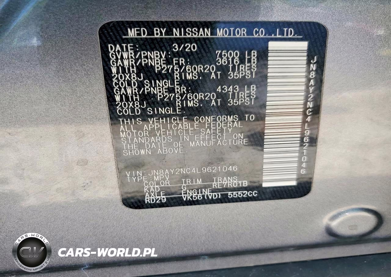 2020 Nissan Armada Sl VIN:JN8AY2NC4L9621046 - 13
