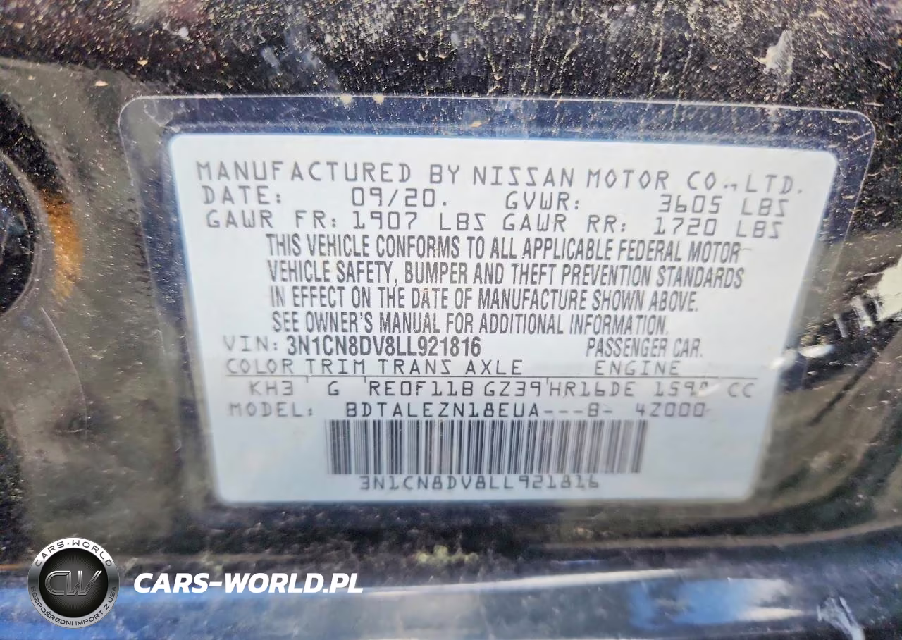 2020 Nissan Versa S VIN:3N1CN8DV8LL921816 - 12