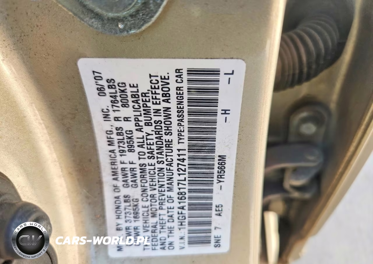 2007 Honda Civic Ex VIN:1HGFA16817L127411 - 12
