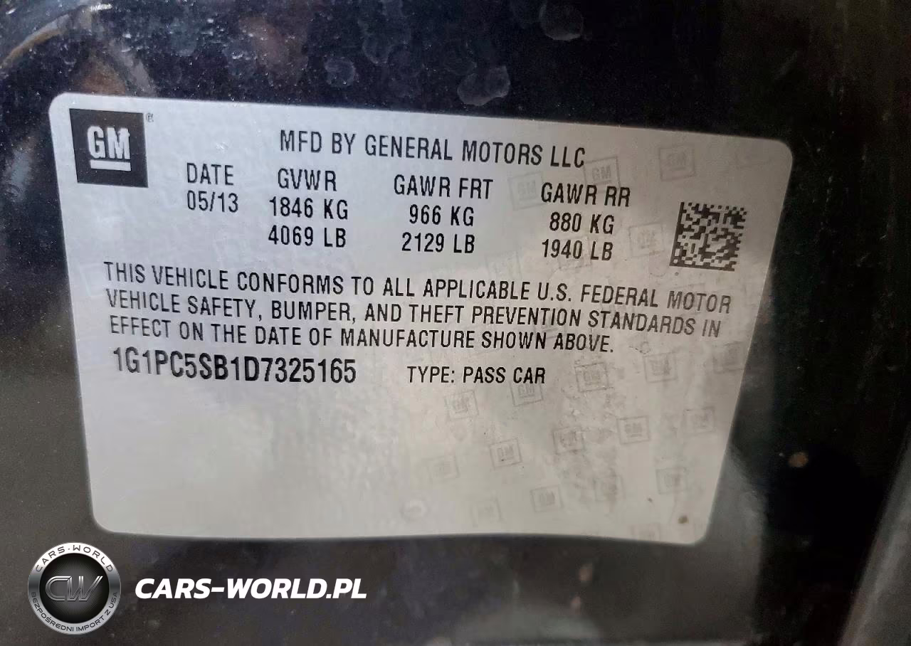 2013 Chevrolet Cruze Lt VIN:1G1PC5SB1D7325165 - 12