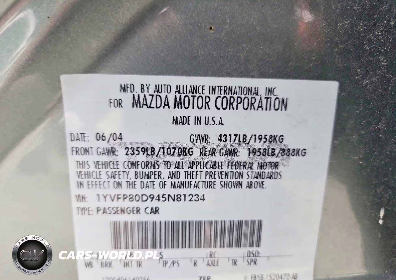 2004 Mazda 6 S VIN:1YVFP80D945N81234 - 12