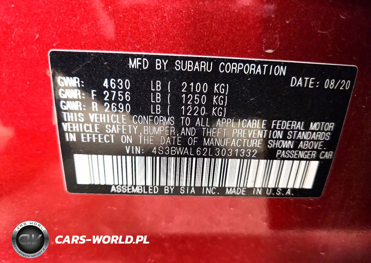 2020 Subaru Legacy Limited VIN:4S3BWAL62L3031332 - 13