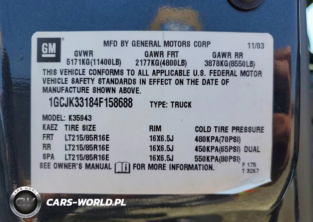 2004 Chevrolet Silverado VIN:1GCJK33184F158688 - 13