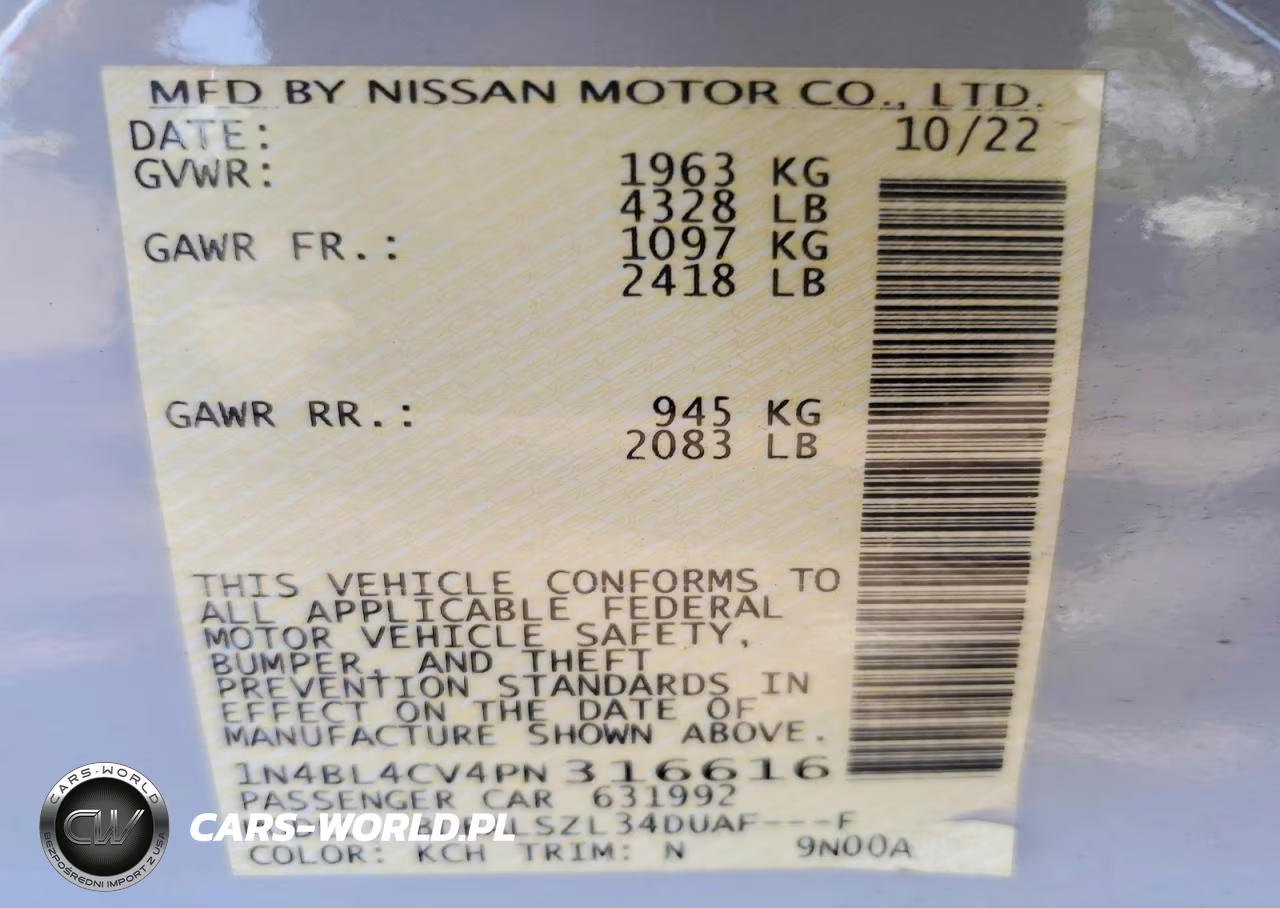 2023 Nissan Altima Sr VIN:1N4BL4CV4PN316616 - 12