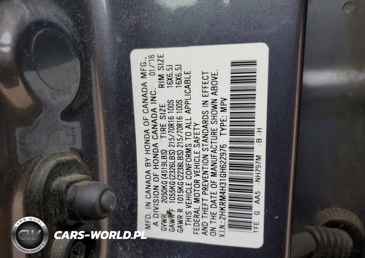 2016 Honda Cr-V Lx VIN:2HKRM4H31GH622976 - 13
