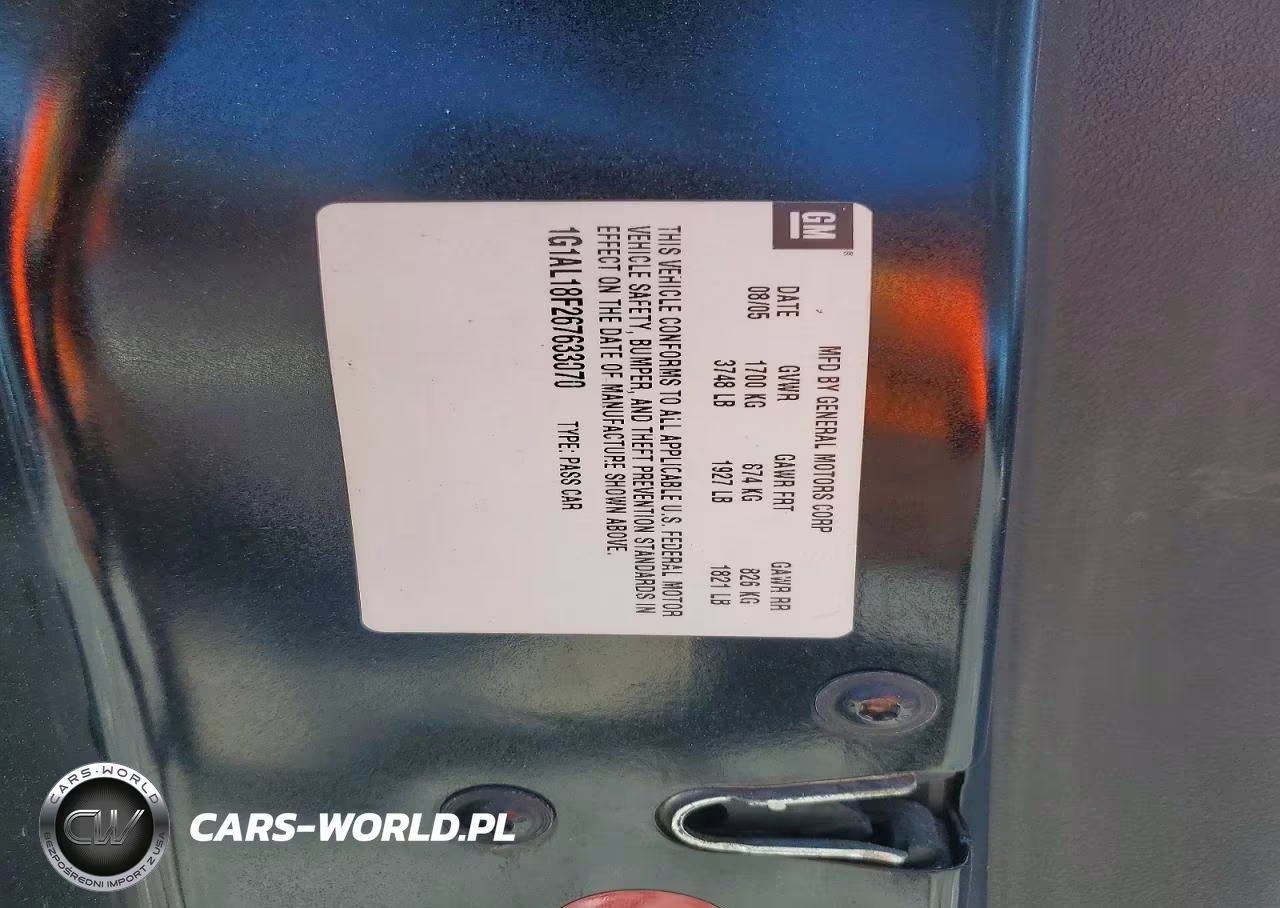2006 Chevrolet Cobalt Lt VIN:1G1AL18F267633070 - 12