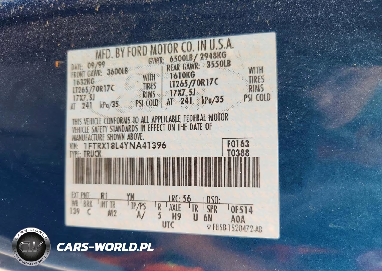 2000 Ford F150 VIN:1FTRX18L4YNA41396 - 12