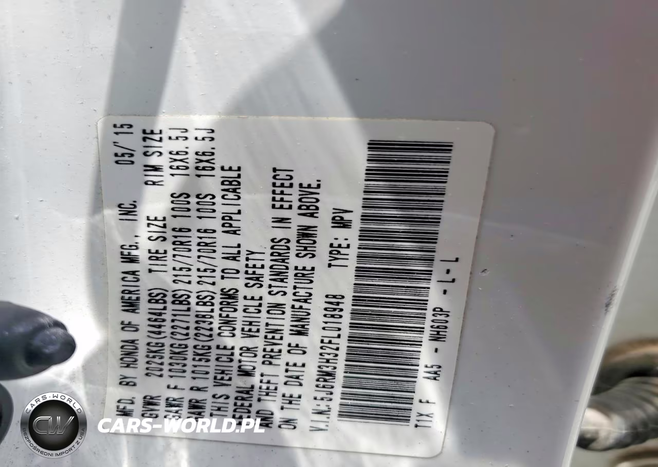 2015 Honda Cr-V Lx VIN:5J6RM3H32FL018948 - 12