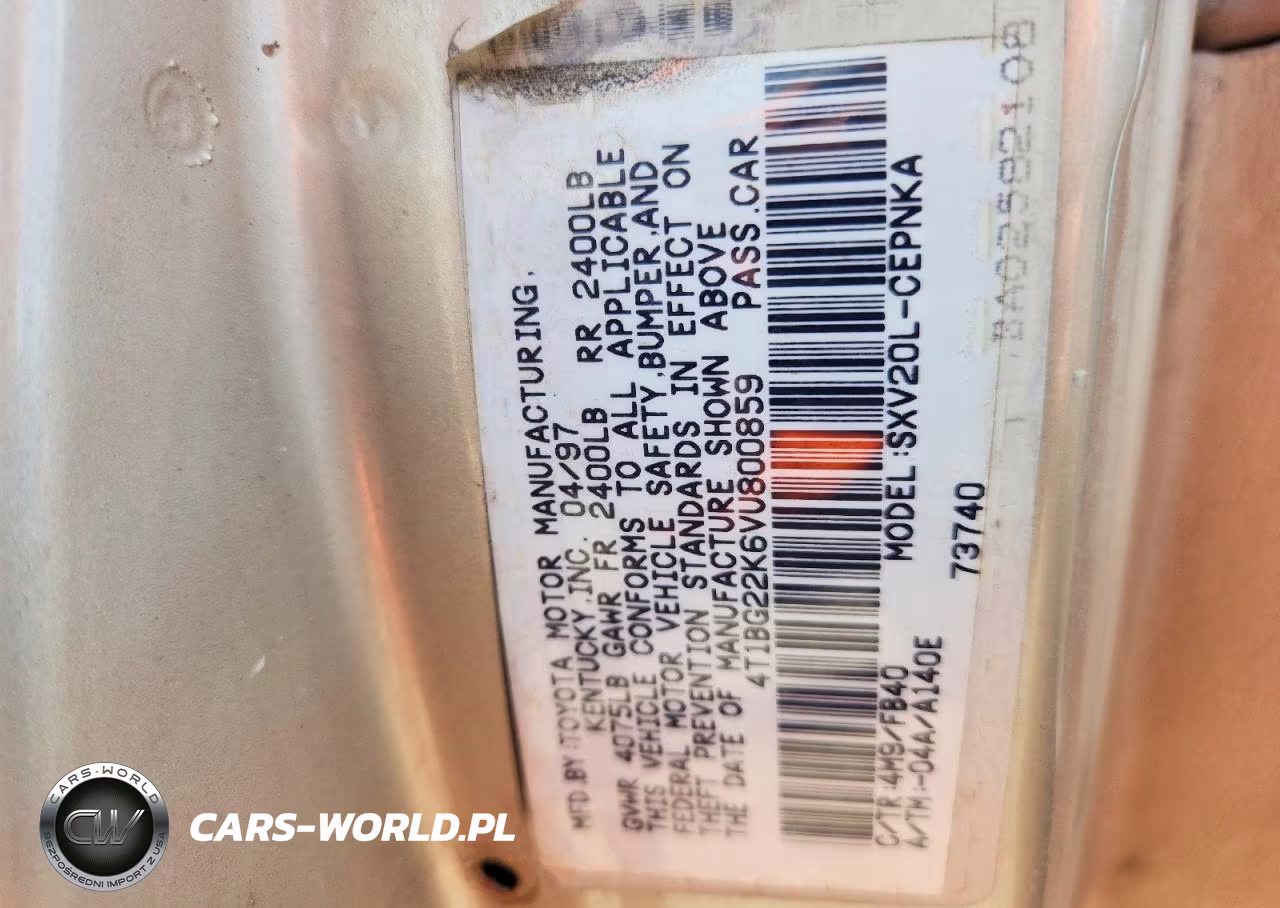 1997 Toyota Camry Le VIN:4T1BG22K6VU800859 - 12