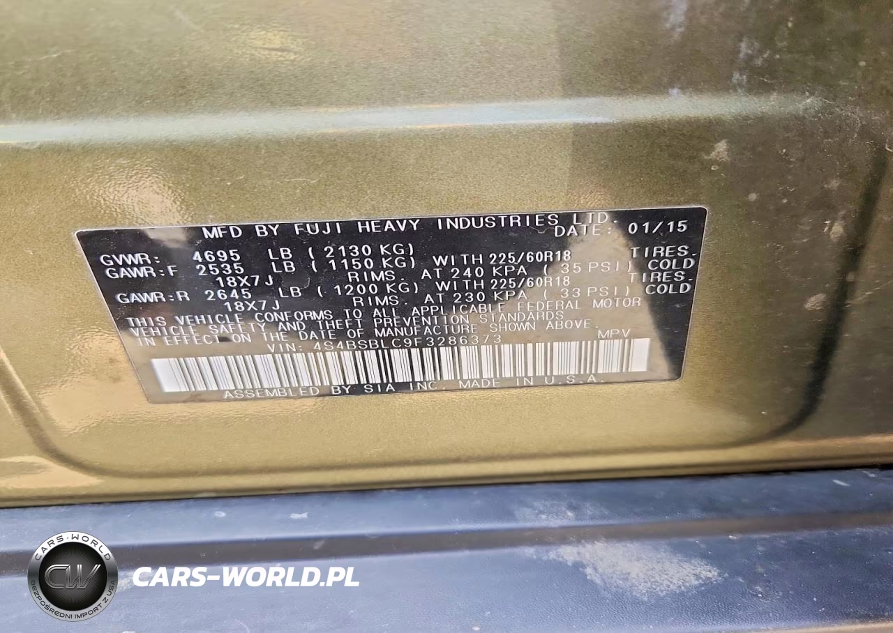 2015 Subaru Outback 2.5I Limited VIN:4S4BSBLC9F3286373 - 13