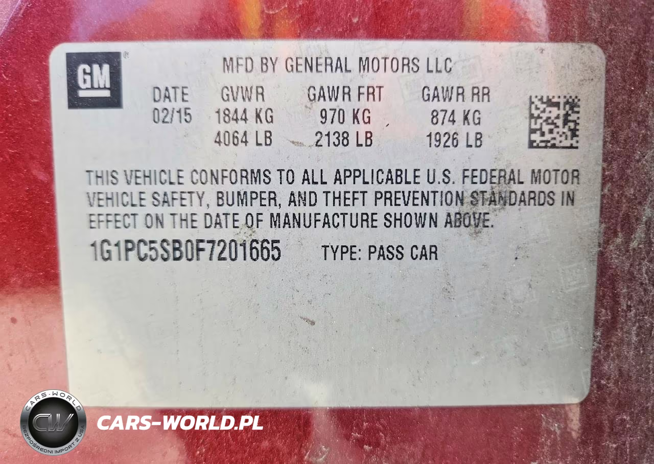 2015 Chevrolet Cruze Lt VIN:1G1PC5SB0F7201665 - 13