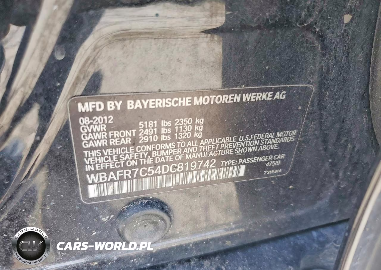 2013 BMW 535 I VIN:WBAFR7C54DC819742 - 12