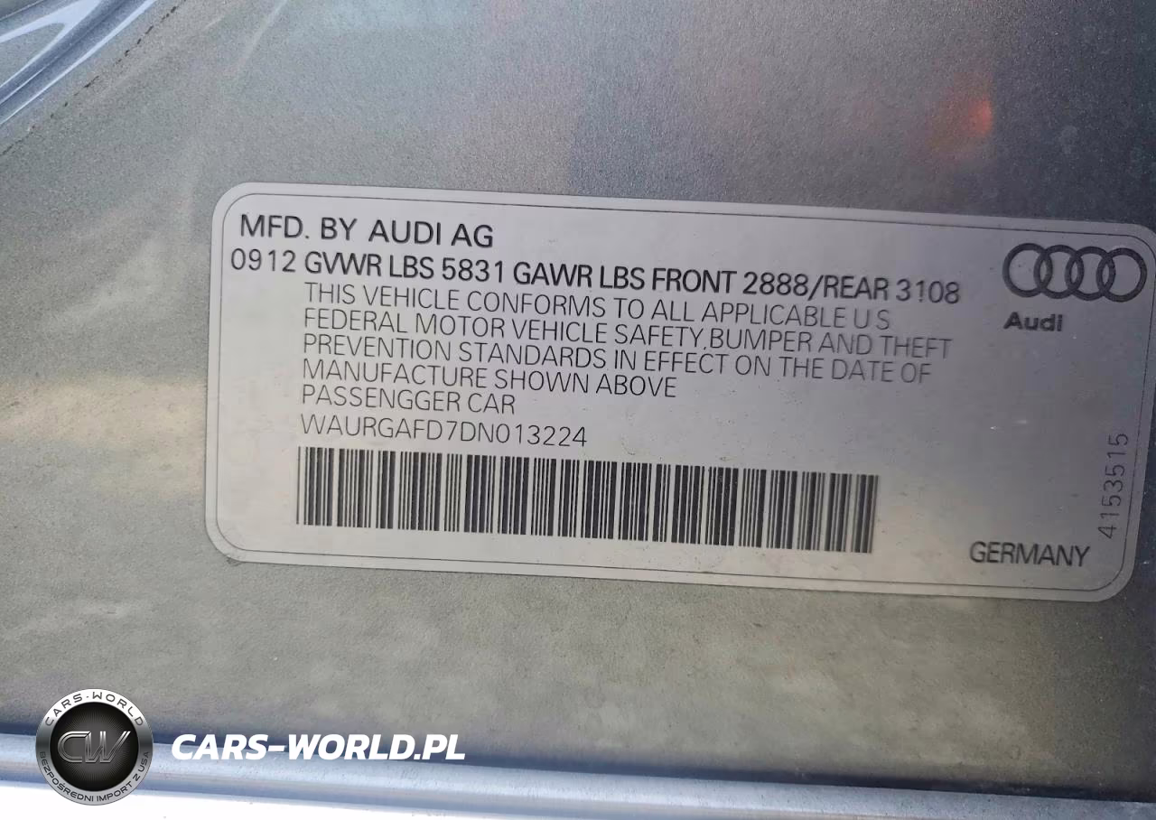 2013 Audi A8 L Quattro VIN:WAURGAFD7DN013224 - 12