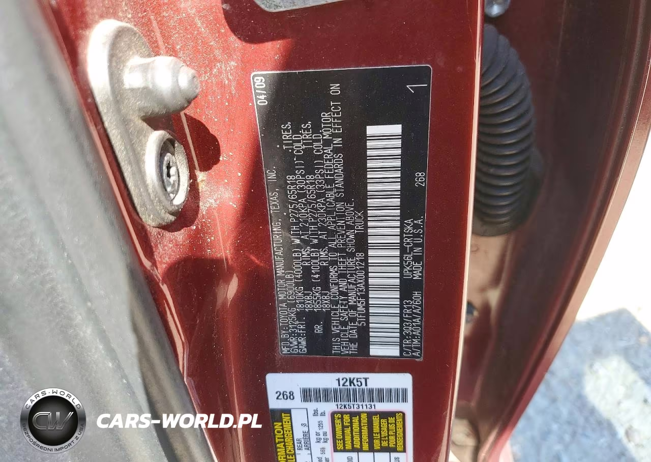 2010 Toyota Tundra Double Cab Sr5 VIN:5TFUM5F13AX001218 - 12