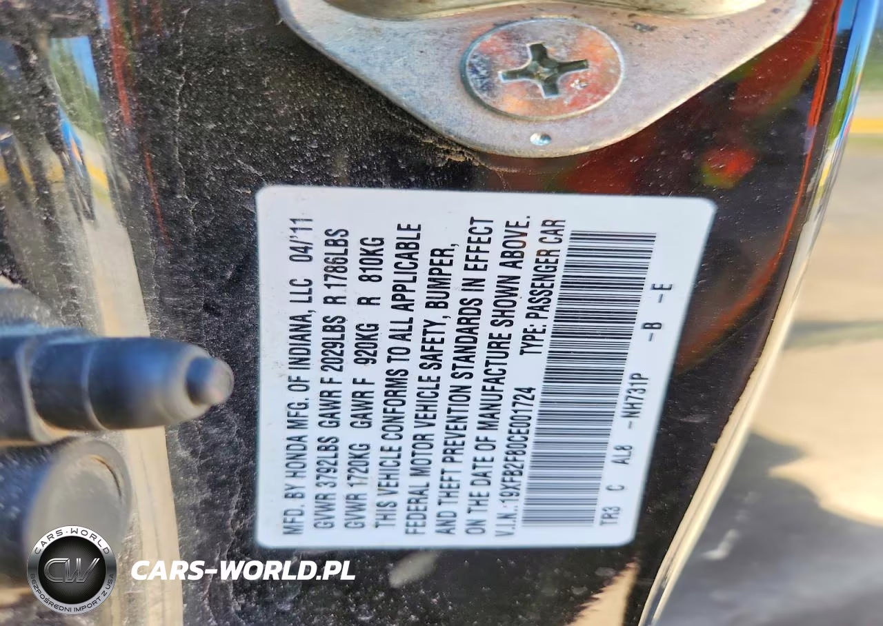 2012 Honda Civic Ex VIN:19XFB2F80CE001724 - 13
