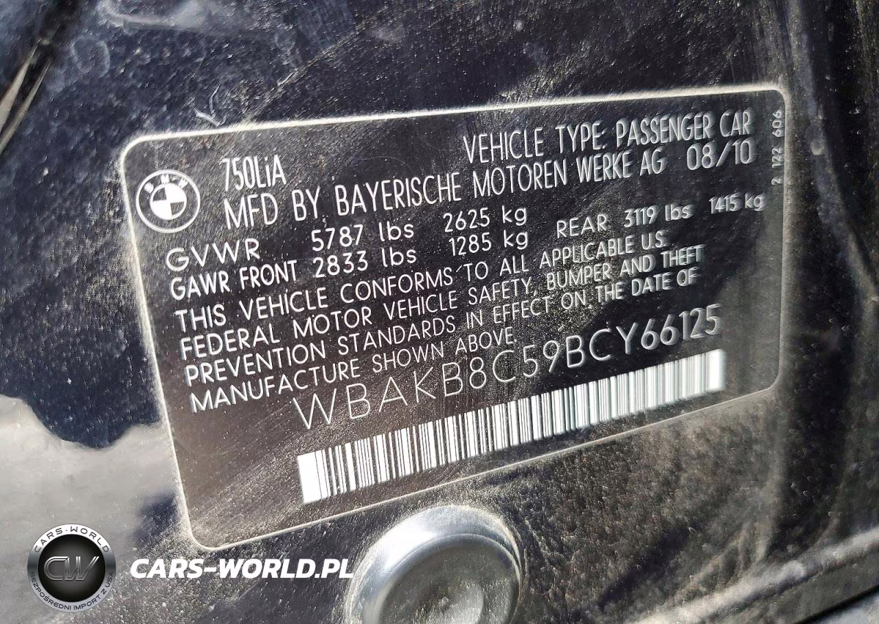 2011 BMW 750 Li VIN:WBAKB8C59BCY66125 - 12
