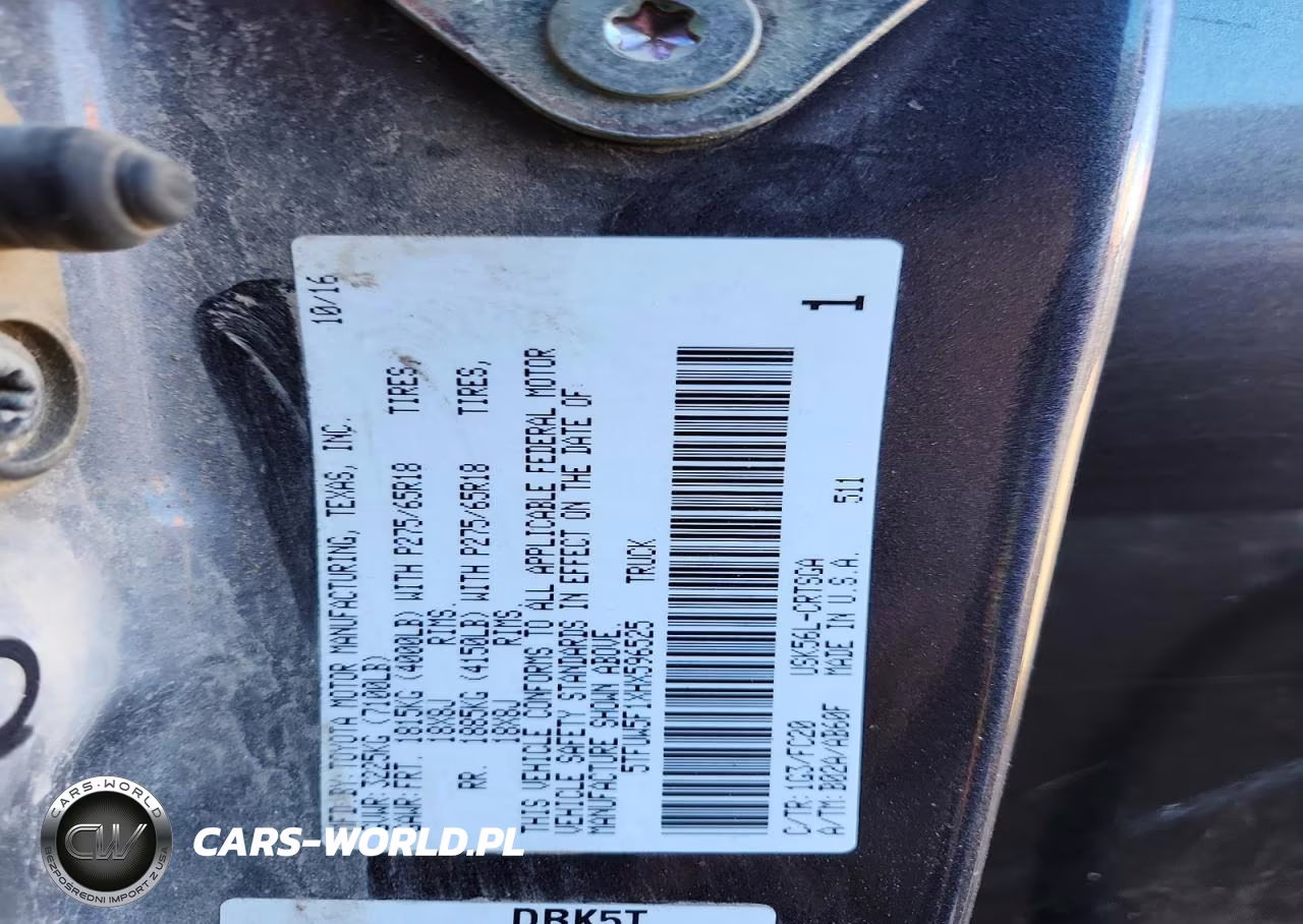 2017 Toyota Tundra Sr5 VIN:5TFUW5F1XHX596525 - 12