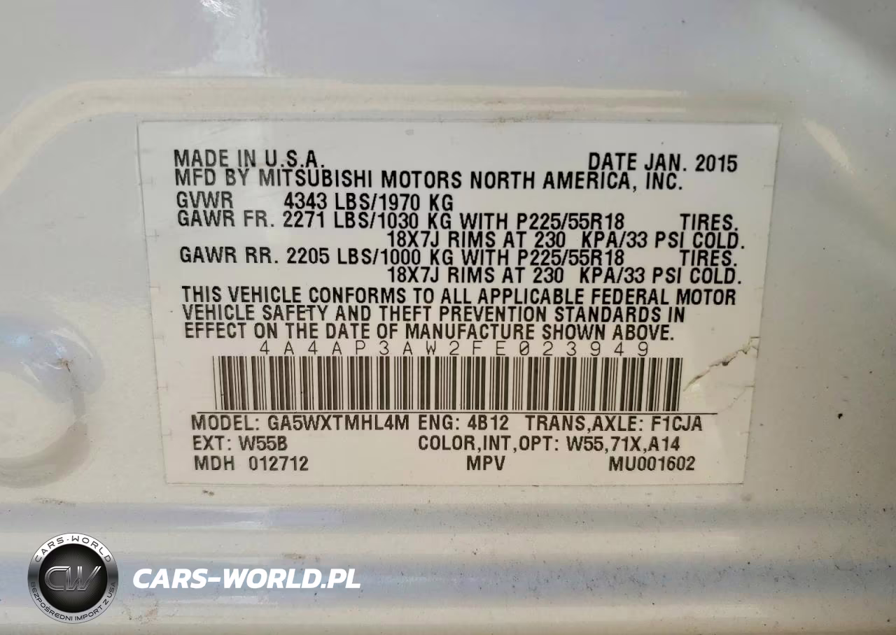 2015 Mitsubishi Outlander Sport Es VIN:4A4AP3AW2FE023949 - 13