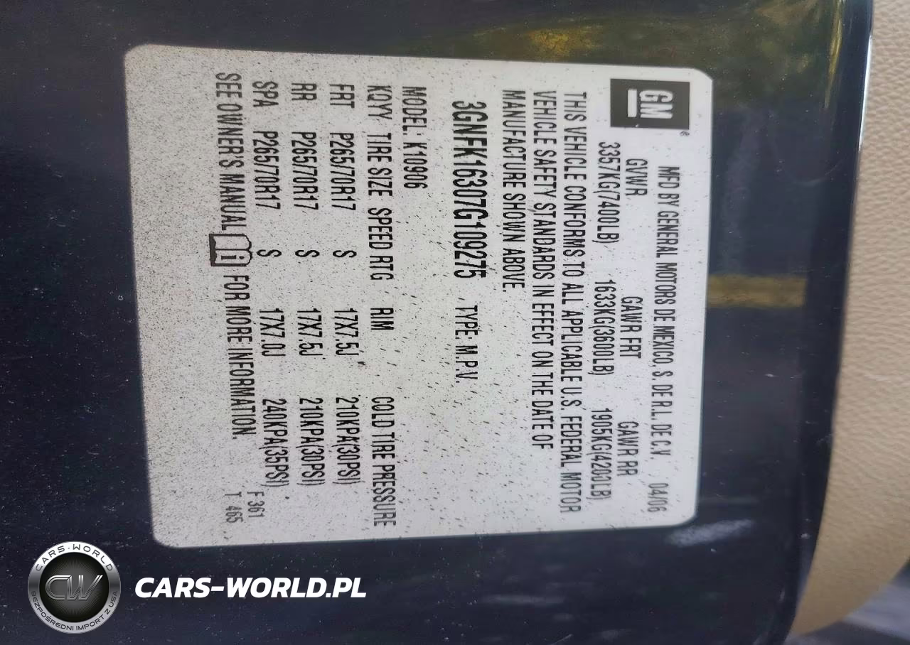 2007 Chevrolet Suburban K1500 VIN:3GNFK16307G109275 - 13