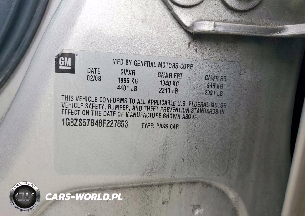 2008 Saturn Aura Xe VIN:1G8ZS57B48F227653 - 12