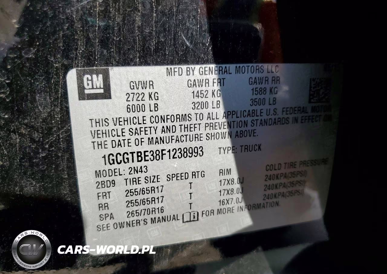 2015 Chevrolet Colorado Lt VIN:1GCGTBE38F1238993 - 12