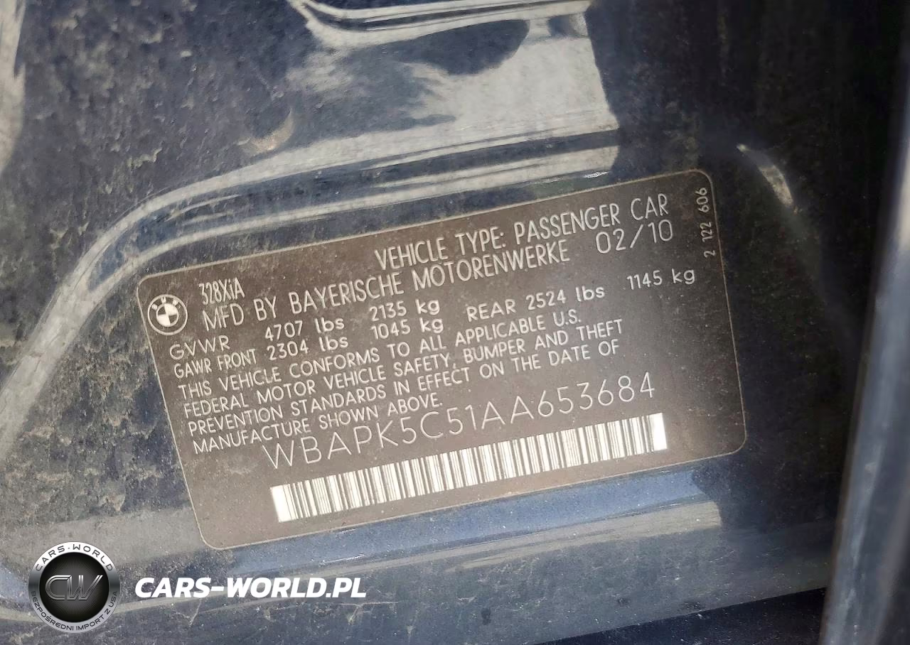 2010 BMW 328 Xi Sulev VIN:WBAPK5C51AA653684 - 12
