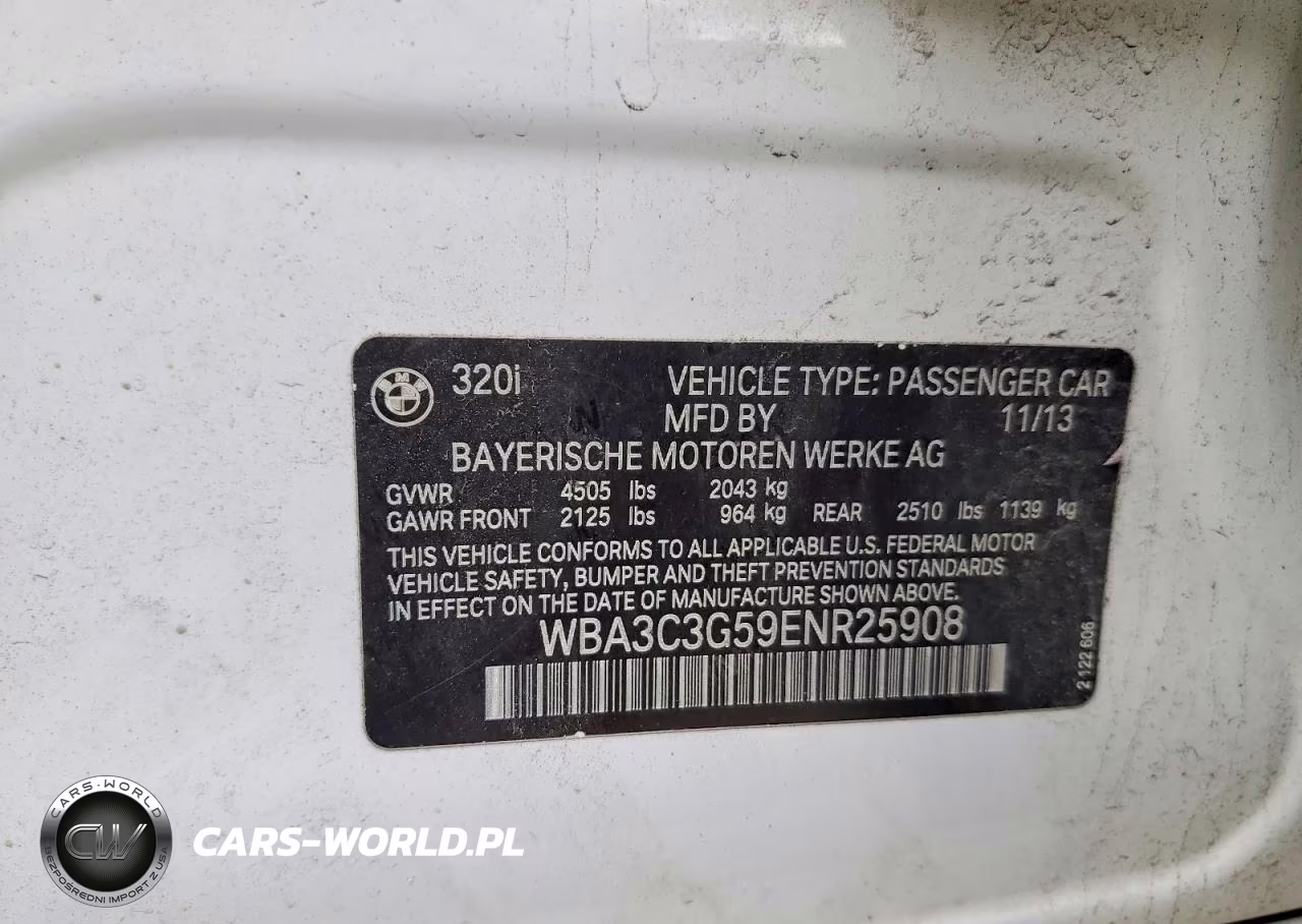2014 BMW 320 I xDrive VIN:WBA3C3G59ENR25908 - 12
