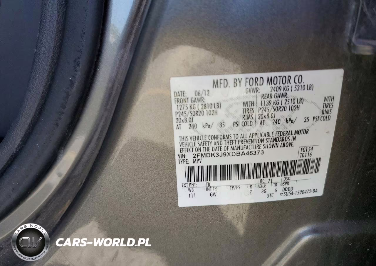 2013 Ford Edge Sel VIN:2FMDK3J9XDBA48373 - 14